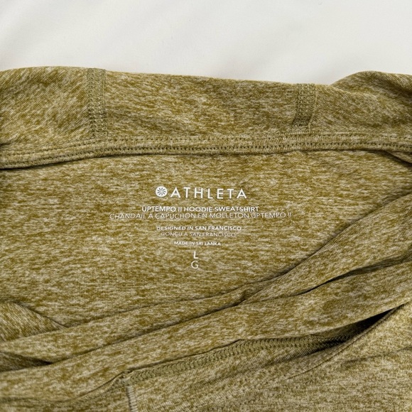 Athleta Uptempo Hoodie Sweatshirt Green/Gold Stretch Active Athletic Gym Running - Picture 5 of 6